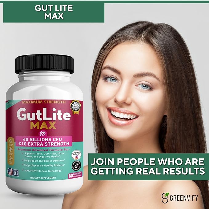GutLite Max Probiotic Supplement Maximum Strength 40 Billion CFU 60 Capsules 30-Day Supply MAKTREK Bi-Pass Technology (5)
