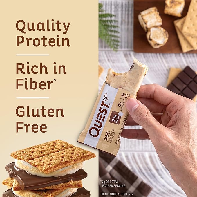Quest Nutrition Lemon Cake Protein Bars High Protein Low Carb Gluten Free Keto Friendly 12 Count (Pack of 1) &amp S'mores Protein Bar High Protein Low Carb Gluten Free Keto Friendly 12 Coun