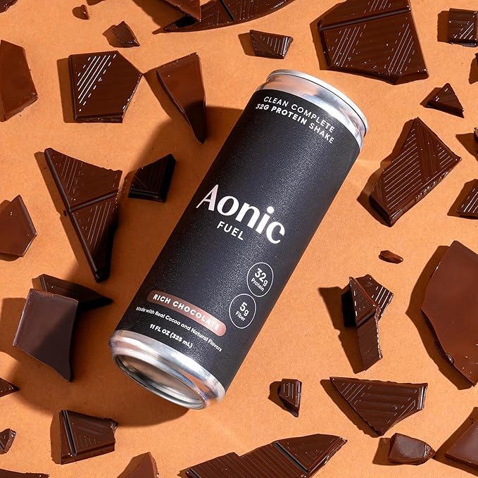 Aonic Fuel 32g Protein Shake 5g Fiber Lactose-Free Complete Amino Acid Profile No Added Sugar Made with Real Cocoa 11 fl oz (Pack of 12) - Rich Chocolate