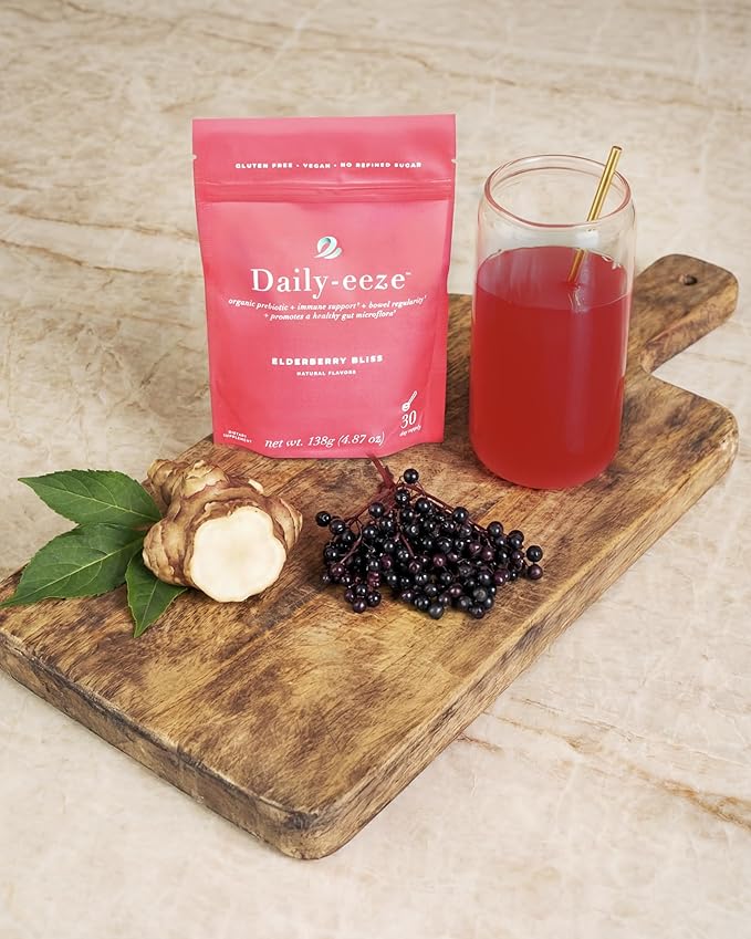 Daily-eeze Prebiotic Fiber - Prebiotic Inulin Fiber with Elderberry - Supports Digestive Wellness Regularity &amp Gut Balance - Gentle Daily Supplement for Women &amp Men | 30 Servings