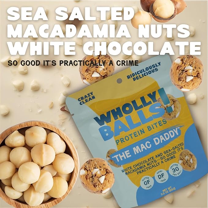 Wholly Balls Protein Bites – Healthy Plant-Based Snack | High Protein Low Sugar Gluten-Free Energy Balls (Pack of 3 Classic Combo Bundle)