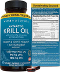 Viva Naturals Antarctic Krill Oil Omega 3 Supplements 1250 mg - DHA EPA Omega-3 &amp Astaxanthin Concentration for Joint Health No Fish Burp - 60 Krill Oil Capsules