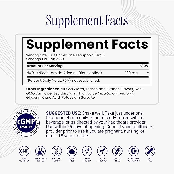 Rho Nutrition Liposomal NAD+ – Liquid Supplement Designed to Help Support Absorption – Active Form of NAD+ Helps Support Normal Cellular Health Healthy Aging Energy Metabolism &amp Vitality – 6 Pac