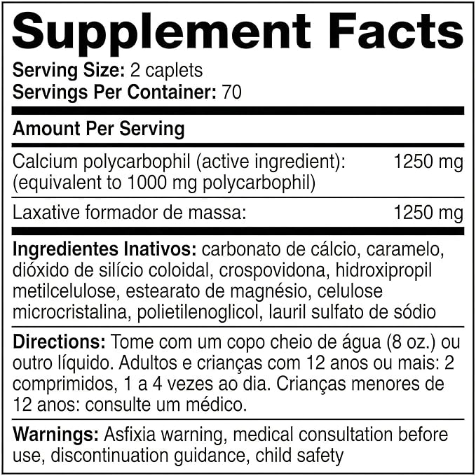 Fiber Therapy 625 mg 140 Caplets– Daily Calcium Polycarbophil Fiber Supplement