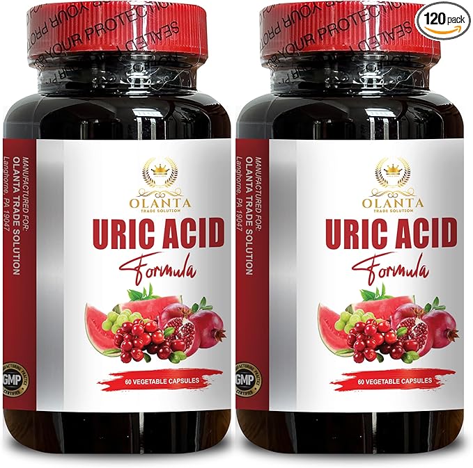URIC Acid Support - Uric Acid Flush with Powerful Raw Tart Cherry Extract Antioxidant Uric Acid Support &amp Joint Support Pills - 2 Bottles 120 Capsules
