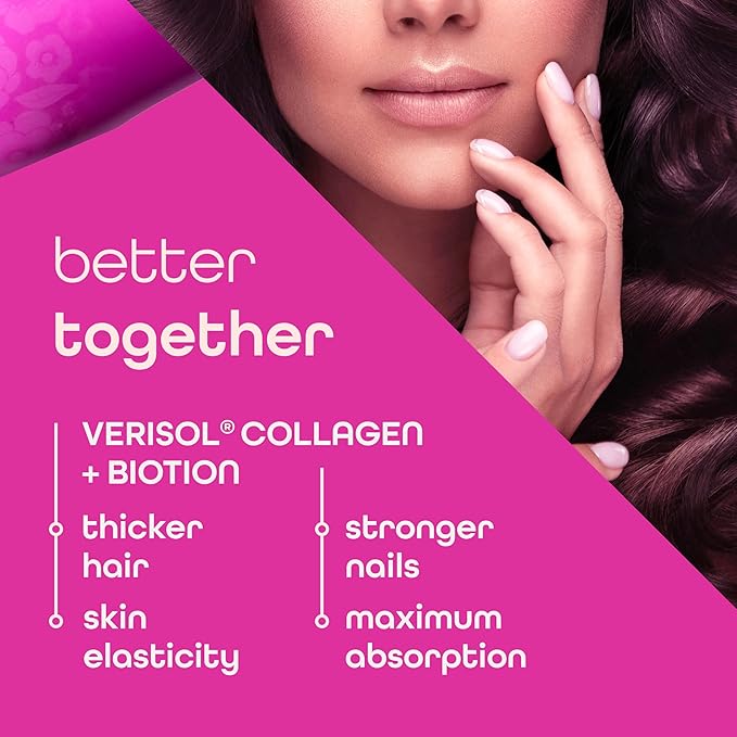 Zena Nutrition Liquid Collagen Peptides and Biotin 2500mg Verisol Bioactive Collagen Peptides 5000mcg Biotin Hair Skin Nail Supplement for Women and Men Mixed Berry 90 Servings 30 fl oz