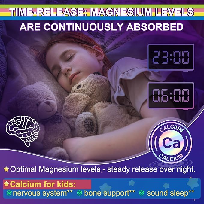 Neviss Magnesium Glycinate + Calcium Filled Gummies for Adults and Kids 4+ Kids Sleep Gummies Melatonin Free No Sugar Magnesium Supplement w/B6 D3 L-Theanine for Zzz Relax BrainBoneMuscle 2Pack