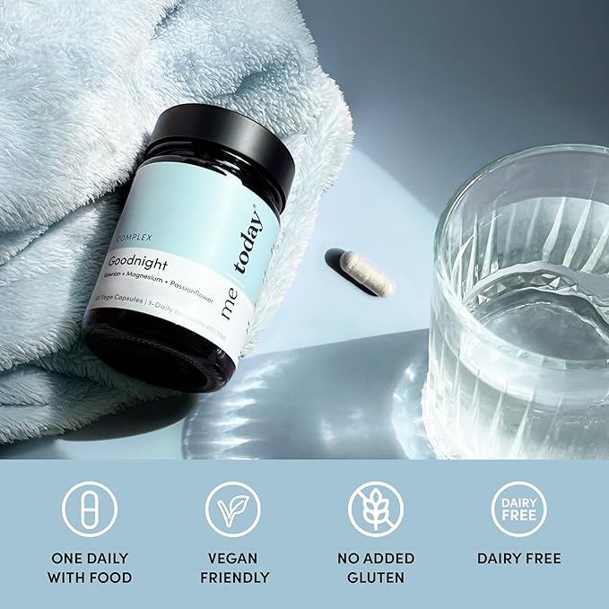 Me Today Goodnight Magnesium Sleep Aid Supplement –Supports Restful Sleep Calm &amp Relaxation – Vegan Magnesium for Muscle Relaxation &amp Calmness – 60 Servings