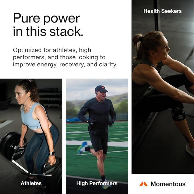 Momentous Three - Creatine Monohydrate Powder (90 Servings) Grass-Fed Whey Protein Powder (Unflavored) &amp Omega-3 Fish Oil 1600mg - Daily Essentials for Strength Performance &amp Lean Muscle Rec