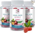 biotin Hair Skin and Nails Vitamins for Women &amp Men - Hair Skin &amp Nails Gummies - Antioxidant Essential Vitamins Passion Fruit Flavor Nourish Immune System Support 3 Bottles 180 Gummies