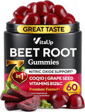 Beet Root Gummies – Beetroot Supplement with CoQ10 Grape Seed Vitamin C B12 &amp B3 – Nitric Oxide Gummies for Circulation Support – Beet Supplement for Energy &amp Immune Support – 60 Beets Chew