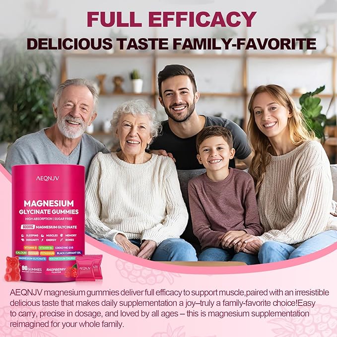 Magnesium Glycinate Gummies 600mg High Absorption Magnesium Complex Sugar Free Chewables Gummies with VitaminD &amp B6 CQ10 for Adults &amp Kids Relaxation Muscle &amp Zzz Support