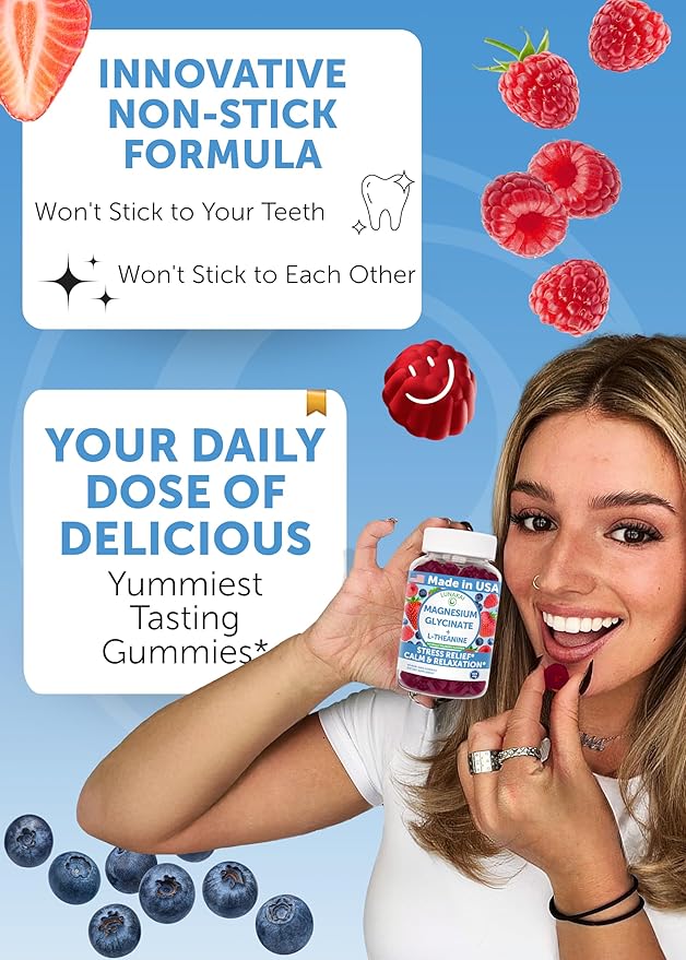 Lunakai USA Made Magnesium Glycinate Gummies 426mg with L-Theanine – Calm Sleep Stress Relief for Adults &amp Kids Non-GMO Vegan - 6 Pack