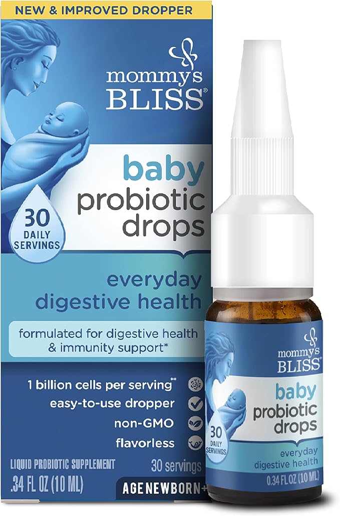 Mommy's Bliss Organic Baby Vitamin D Drops 100 Servings (Pack of 1) with Baby Probiotic Drops Everyday 30 Servings (Pack of 1)