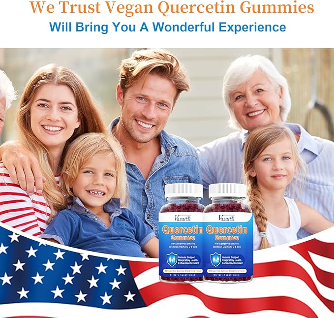 2 Pack Quercetin with Bromelain Gummies Quercetin 1200MG with Vitamin C Zinc &amp Elderberry for Immune System &amp Allergy Chewable &amp Vegan Gummies Mixed Berry Flavor 120 Cts