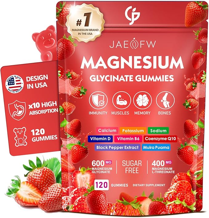 Magnesium Glycinate Gummies 400mg High Absorption Magnesium Supplement fo