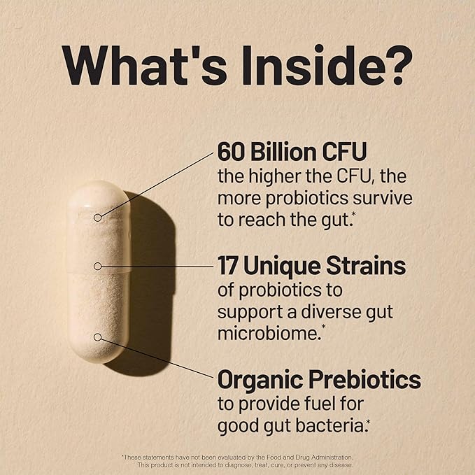 NatureWise [1] Probiotics 60 Billion CFU + Organic Prebiotics - 30 Capsules[1-Month Supply] + [1] Magnesium Glycinate 625mg - Chelated Magnesium - 30 Capsules[30-Day Supply]