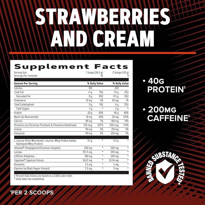 GNC AMP Wheybolic Ripped - Strawberries and Cream (9 Servings)