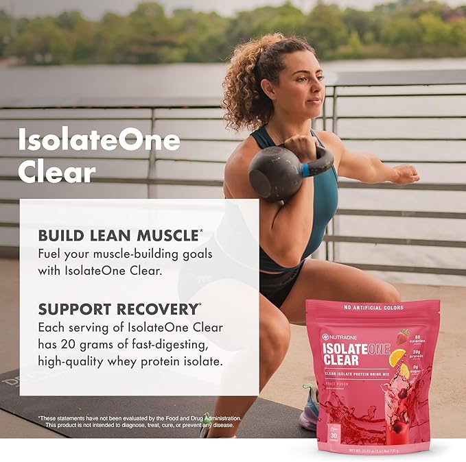 NutraOne Clear Whey Protein Powder Drink Mix Naturally &amp Artificially Flavored Clear Protein Drink 20g of Protein Zero Sugar (Sour Grape - 30 Servings)