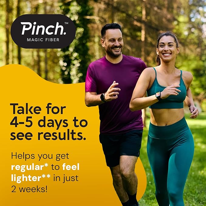 Pinch Magic Sugar Free Fiber Powder – Light Lemon Ginger Psyllium Husk with Bromelain &amp Vitamins C &amp D – Vegan Gluten-Free Clean Label USA-Made GMP-Certified – 28-Day Supply
