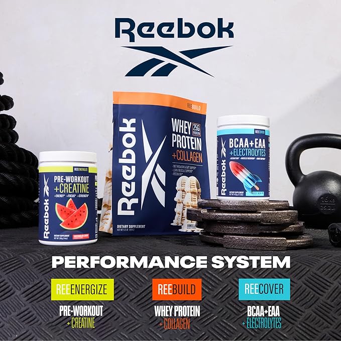 Reebok REEbuild Whey Protein + Collagen Bundle | Vanilla Ice Cream &amp Chocolate Fudge | 25G Protein Joint Health | Complete Protein System | Multi-Flavor Bundle