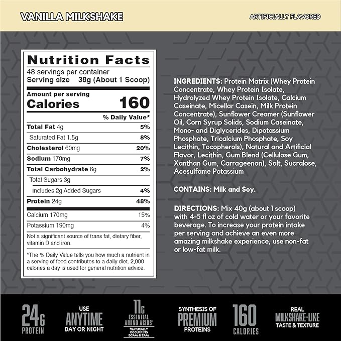 BSN SYNTHA-6 EDGE Protein Powder Vanilla Flavored Powder with Hydrolyzed Whey Micellar Casein for Muscle Gain Low Sugar 24g Protein Vanilla Milkshake 48 Servings 4.01 Pound (Pack of 1)