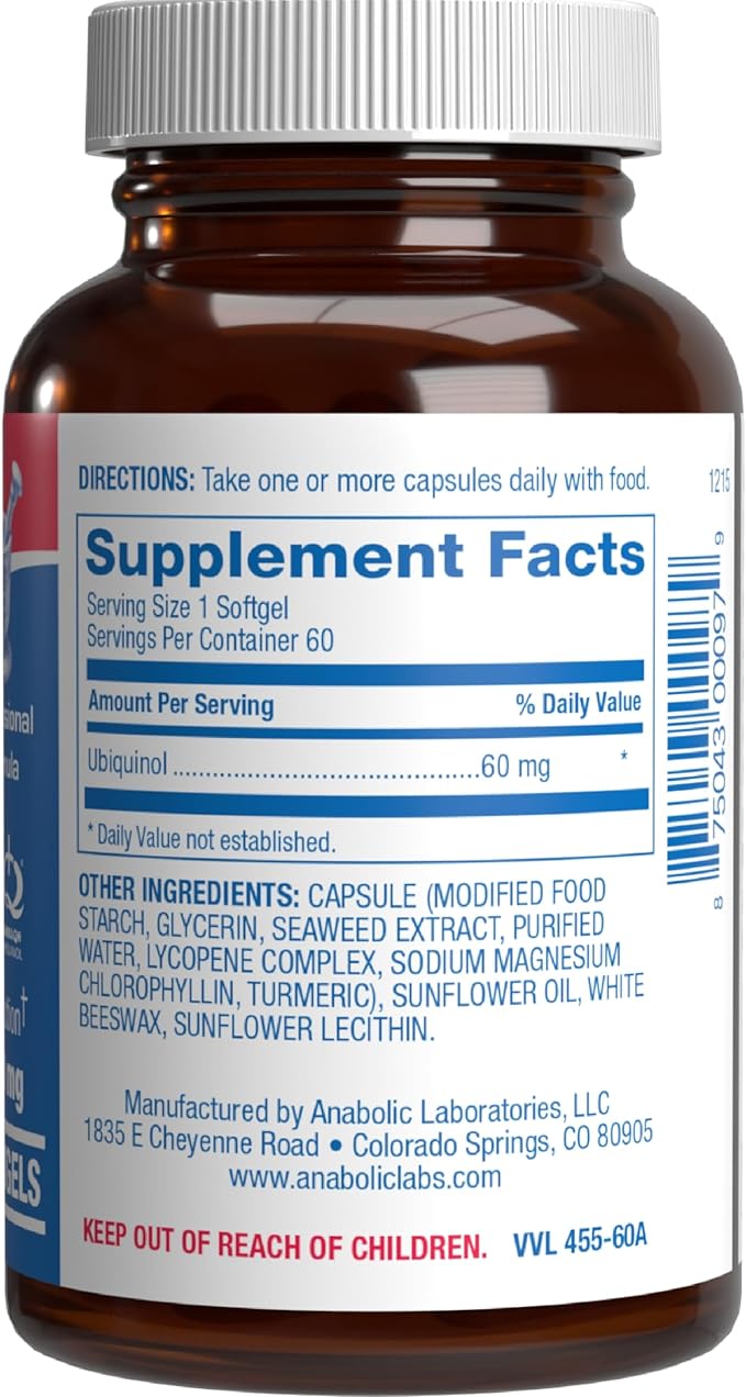 Ultra Absorption Ubiquinol CoQ10 Supplement - Coenzyme Q10 Supplement for Heart Immune Energy Cellular &amp Brain Support - Vegetarian Non-GMO &amp Made in The USA in cGMP Facilities - 60 Servings