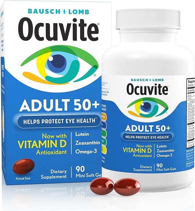 Ocuvite Adult 50+ Eye Vitamins and Mineral Supplements with Lutein Zeaxanthin and Omega-3 90 Soft Gels (Pack of 3)