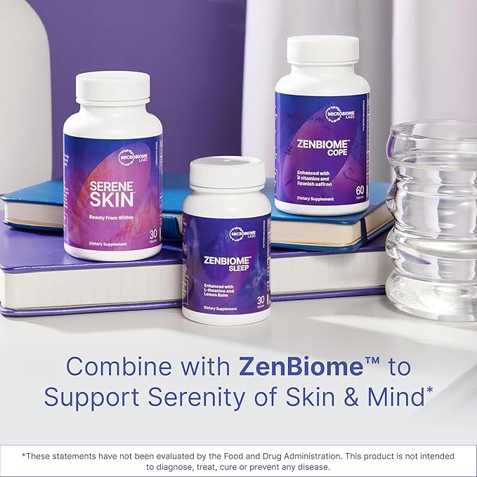 Microbiome Labs SereneSkin - Spore Based Probiotic Complex with Citrus Polyphenols for Skin Clarity &amp Gut Health Support - Daily Probiotic Skincare - Soothe The Gut-Skin Axis (60 Capsules)