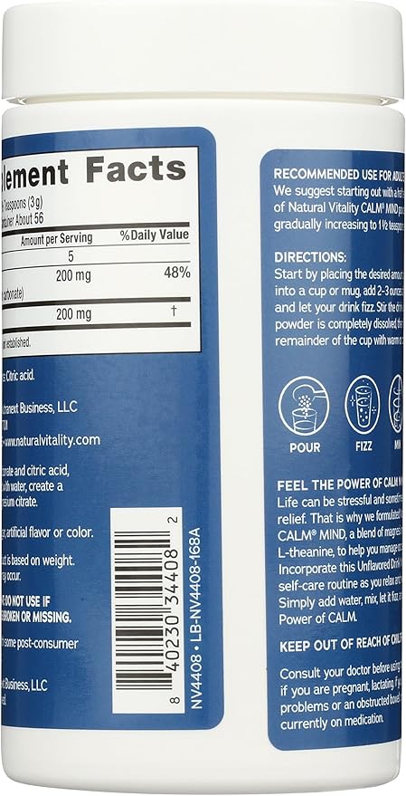 Natural Vitality Unflavored Calm Mind 6 Oz