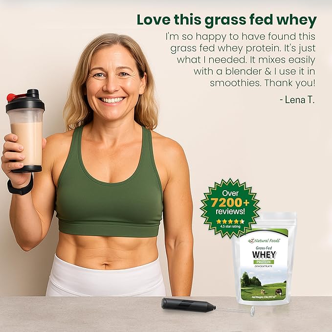 Z Natural Foods Grass-Fed Whey Protein Concentrate - Clean Whey Protein Powder from New Zealand - Cold Processed Pure Whey Protein with Essential Amino Acids for Nutrition &amp Fitness Unflavored 2
