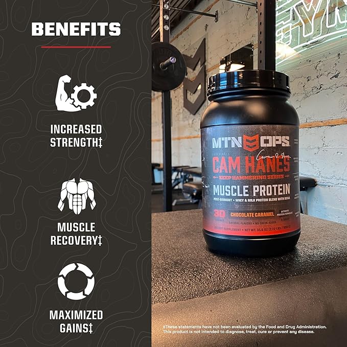 MTN OPS Cam Hanes Protein &amp Pre Workout Bundle – Chocolate Caramel Whey Protein + Blue Raspberry Preworkout