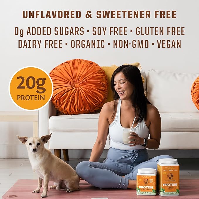 Sunwarrior Vegan Protein Powder | USDA Organic Plant-Based | Unflavored 30 Servings &amp Collagen Building Powder Plant-Based | Unflavored 20 Servings