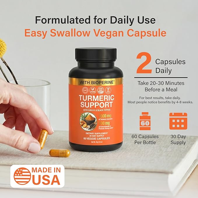 Sleeve Stars Turmeric Curcumin Supplement with Ginger &amp Black Pepper Bioperine Joint Supplements for Men &amp Women Joint Support &amp Inflammation Relief Non-GMO Gluten-Free &amp Vegan 100