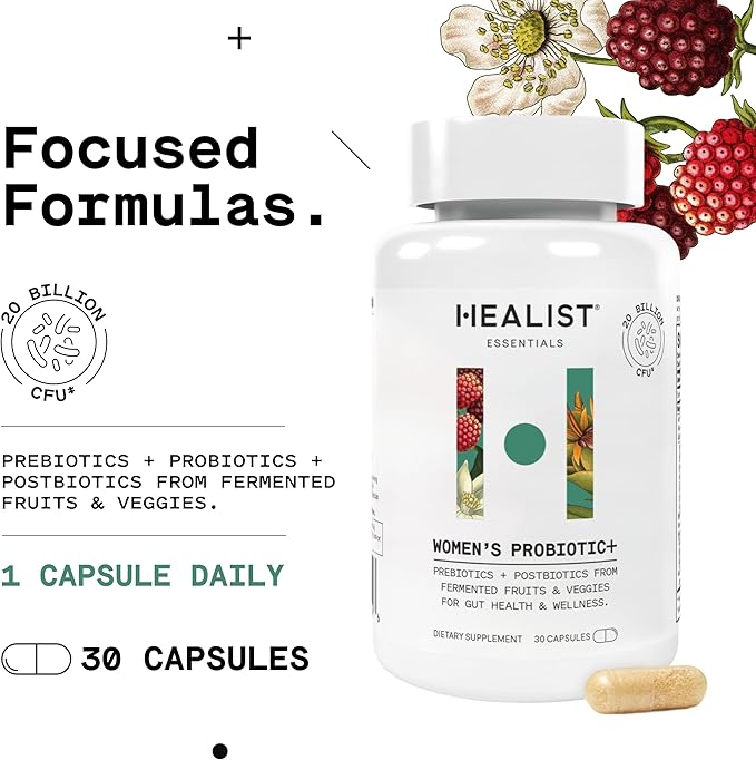 HEALIST Women’s Wellness Bundle – Probiotic + Omega 3 for Gut Vaginal Heart &amp Immune Health – 2-Pack 30 Capsules Each Vegan &amp Gluten Free