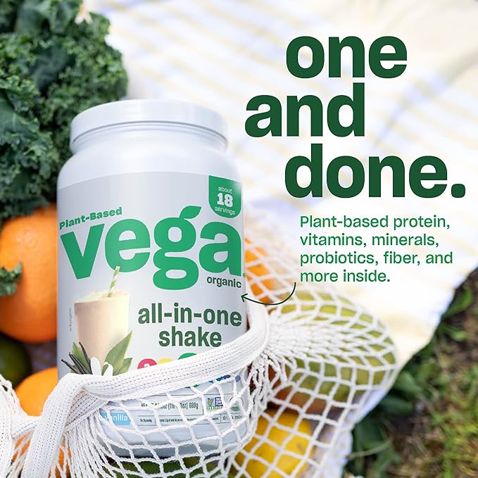 Vega Organic All-in-One Vegan Protein Powder Chocolate - Superfood Ingredients Vitamins &amp Premium Sport Protein Chocolate Protein Powder Vegan Non GMO Gluten Free Plant Based Protein Powder D
