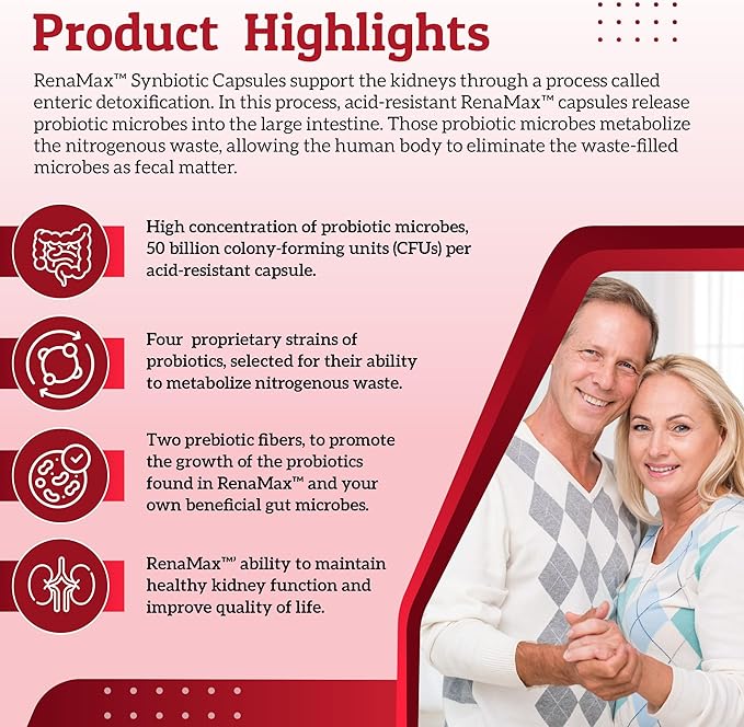 Capsule Kidney Restores &amp Kidney Care Supplement - Probiotic &amp Prebiotic Supplement to Support Normal Kidney Function - 50 Billion CFU per Capsule - Made in U.S.A (180 Caps (2 Pack))