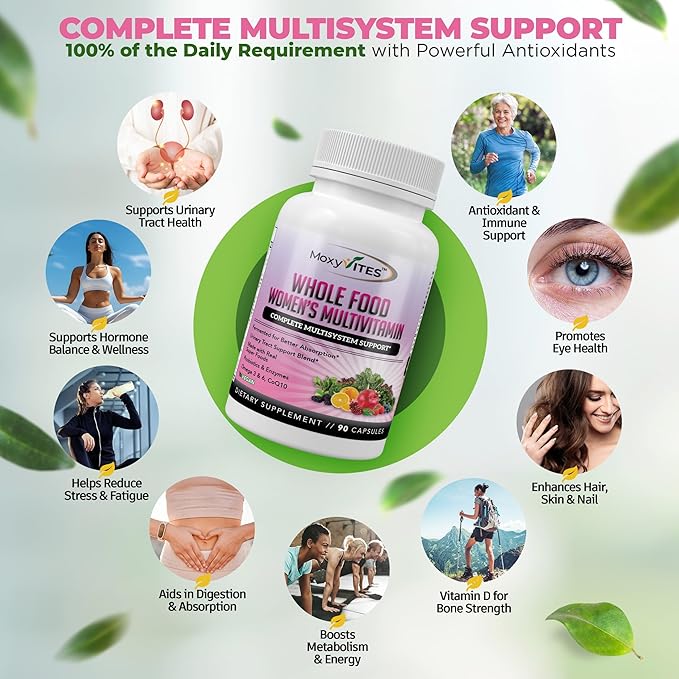 Methylated Multivitamin for Women with Iron - Womens Multivitamin with 44 Organic Whole Food &amp Fermented Nutrients - Daily Vitamin for Women Complete Multisystem Support 90 Vegan Caps Non GMO