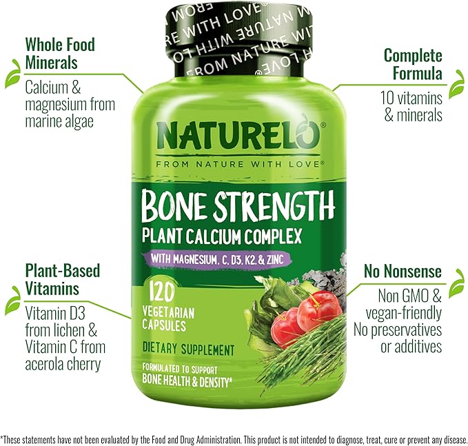 NATURELO One Daily Multivitamin for Women - 120 Capsules and Calcium Supplement - 120 Vegetarian Capsules Bundle