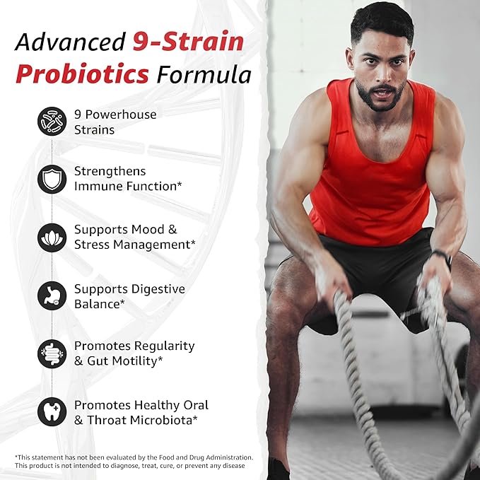10X Health Probiotics for Men - 60 Capsules Immune Support Supplement &amp Probiotics for Digestive Health with Lactobacillus Rhamnosus Acidophilus &amp Bifidobacterium Probiotic for Gut Health