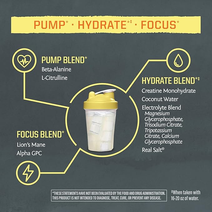 Sunwarrior Pre Workout Powder Energy Drink Non-Stim &amp Caffeine Free | Vegan Plant-Based Supplement | Pump Hydrate Focus Endurance &amp Strength Builder | Yuzu Mango Flavored 30 Serving Active Pre