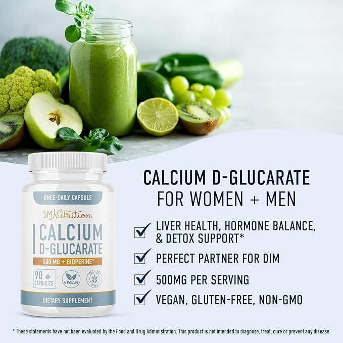 SMNutrition 200mg DIM Supplement with Calcium D-Glucarate | Hormone Balancing Bundle with DIM Diindolylmethane Capsules (120 Servings) and Vegan Gluten Free Non-GMO CDG Supplement (90 Servings)