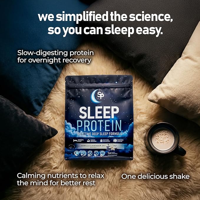 SleepProtein™ Nighttime Casein Recovery Shake – 20g Slow-Release Protein for Overnight Muscle Repair &amp Deep Sleep Support – Melatonin-Free GLP-1 Friendly with Magnesium GABA Theanine &amp Try