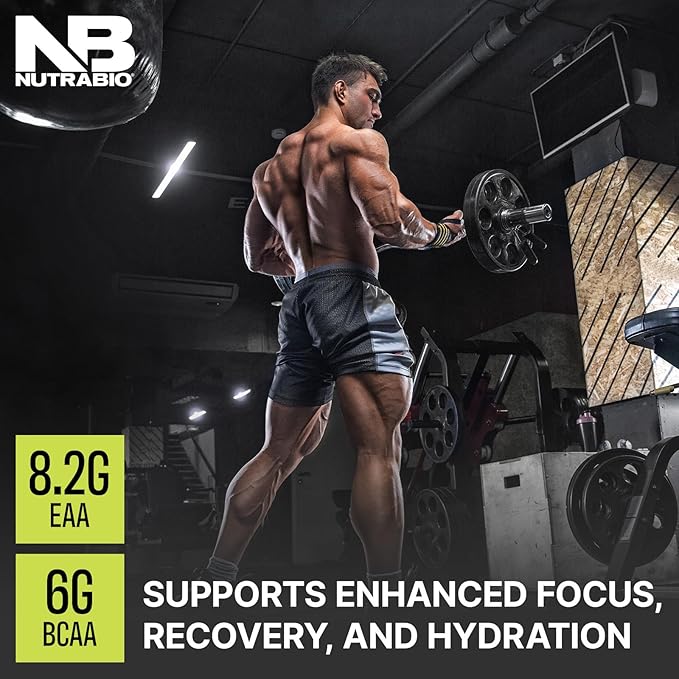 NutraBio Alpha EAA - All-Day Amino Acids for Muscle Growth and Hydration - Essential Amino Acids with Nootropics &amp Adaptogens- Full Spectrum EAA BCAA Powder - 30 Servings - Cherry Lime Slush