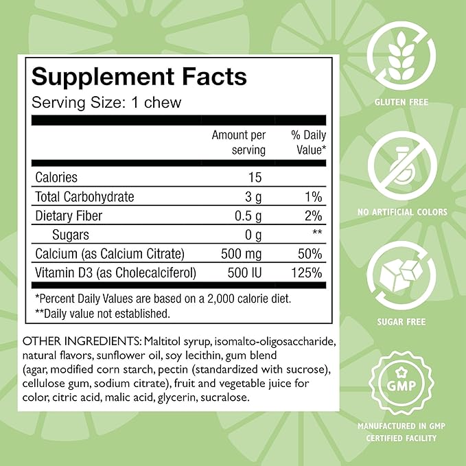 Celebrate Vitamins Bariatric 500mg Calcium Citrate Soft Chews with 500 IU Vitamin D3 – Essential for Gastric Bypass Patients &amp Bone Health - Sugar &amp Gluten Free Strawberry Banana Cream (90 Ch