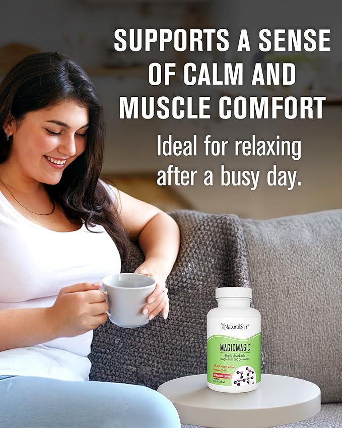 MagicMag C by NaturalSlim Magnesium Citrate Capsules for Muscle Relaxation Sleep Quality Nerve Function &amp Electrolyte Support Daily Magnesium Supplement for Men and Women 100 Capsules
