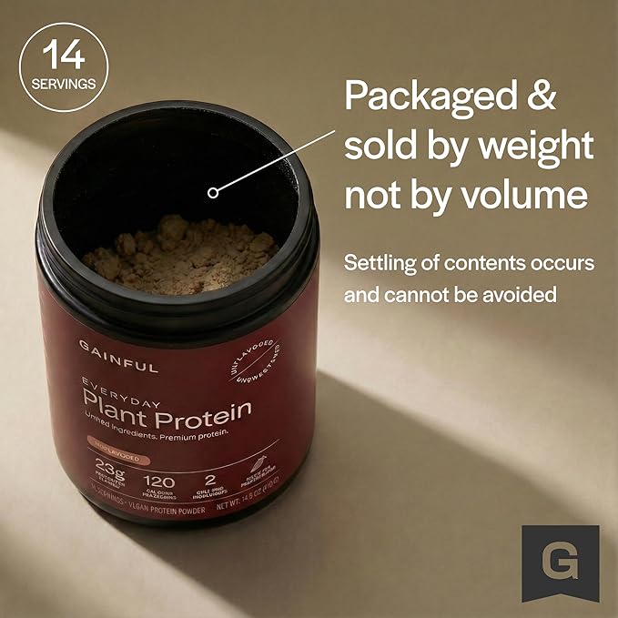Gainful Lean Plant Protein Powder 20g Plant Protein per Serving Unflavored Supports Lean Muscle Metabolism &amp Satiety with Green Tea Extract Digestive Enzymes Organic Fiber Vegan 14 Servi