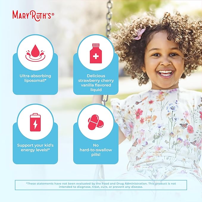 MaryRuth Organics Kids Multivitamin Liposomal | Vegan Sugar-Free Vitamins for Kids | Ages 4+ | 2 Month Supply | 15.22 Fl Oz