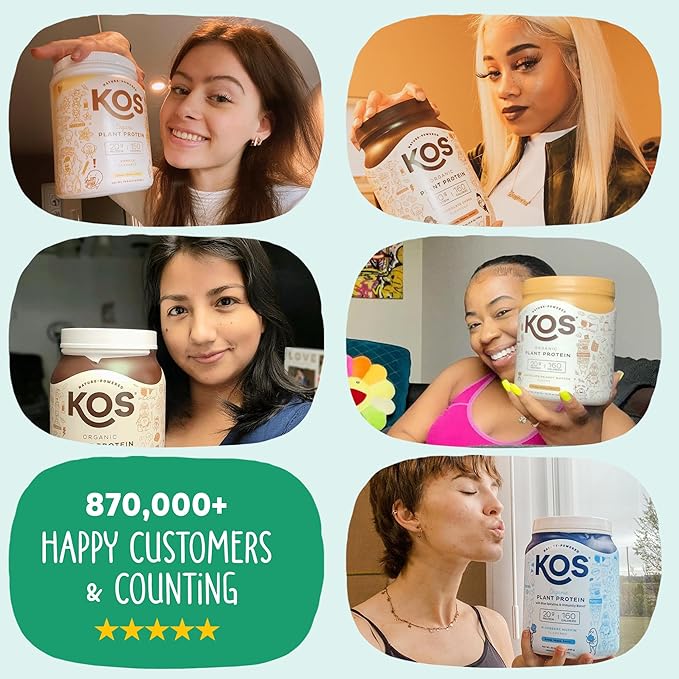 KOS Vegan Protein Powder Unflavored &amp Unsweetened - Low Carb Pea Protein Blend Organic Superfood Rich in Vitamins &amp Minerals - Keto Soy Dairy Free - Meal Replacement for Women &amp Men -