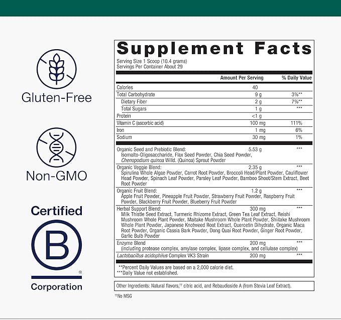 Metagenics PhytoMulti Superfoods - Organic Fruit &amp Vegetable Superfood Powder Blend - for Overall Wellness &amp Immune System Support - Tropical Fruit Flavor - 29 Servings - 10.58 Oz
